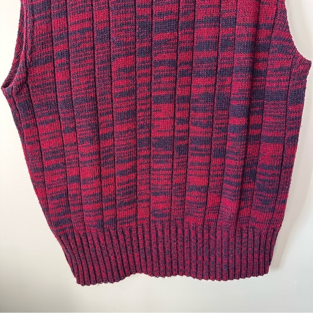 Expressions By Campus Vintage Sz M 70s 80s Sweater Vest Red Navy USA Made Wool - Picture 7 of 8